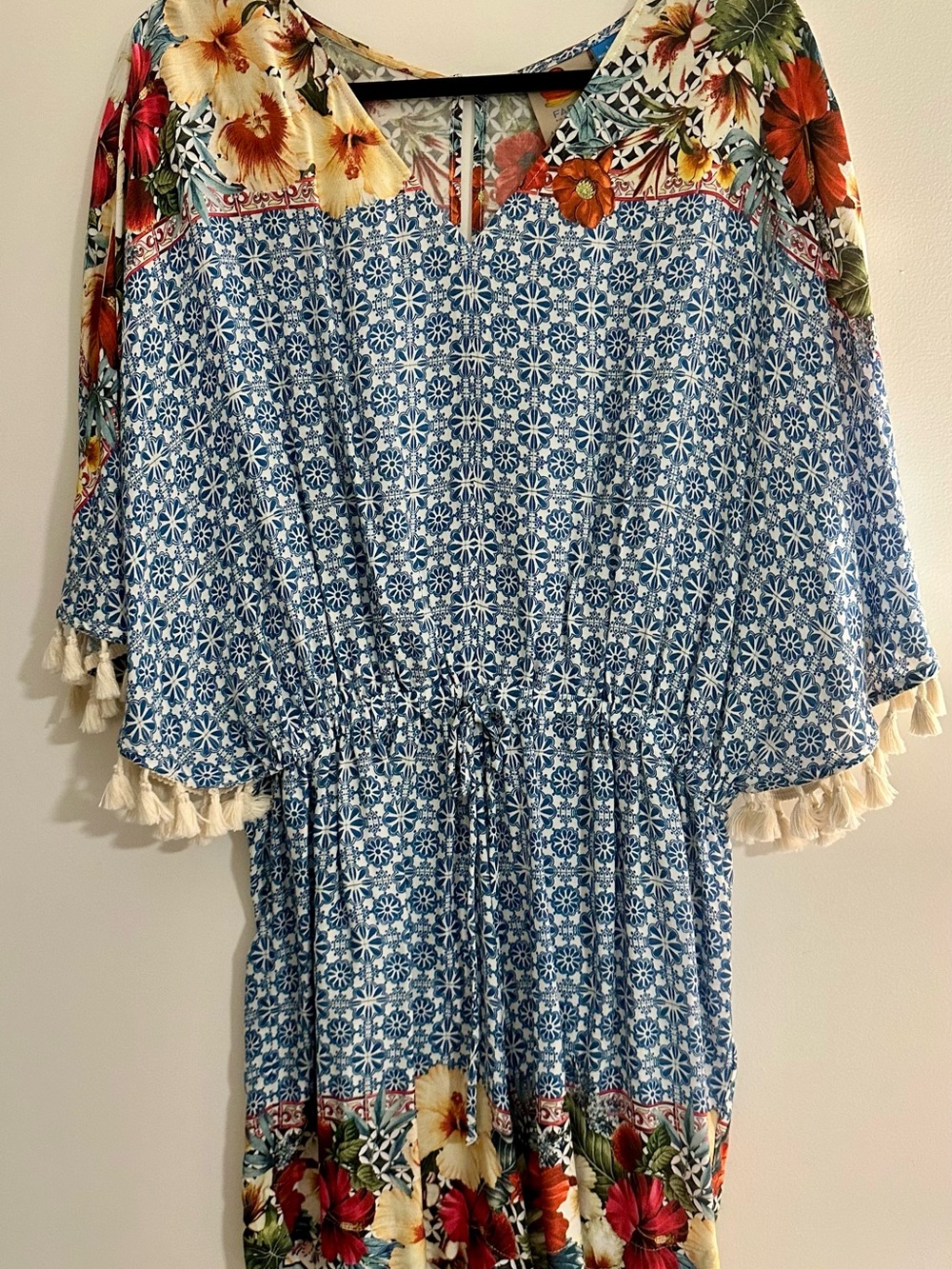 FARM Rio Carmen Blue Pattern Floral Romper - Large - Picture 5 of 8